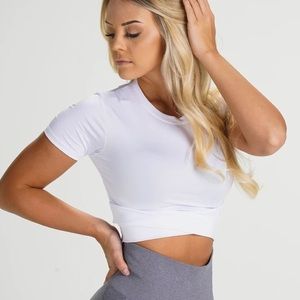 White crossbody cropped tee